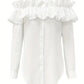 Women's Casual Solid Color Long Sleeve One Shoulder Ruffled Shirt