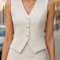 Pearl Button Vest And Maxi Skirt Two-Piece Set