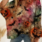 🎃Women's Halloween Pumpkin Print Long Sleeve Knit Top, Spring Summer Fall Wear