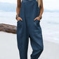 Women'S Casual Solid Color Cotton And Linen Overalls