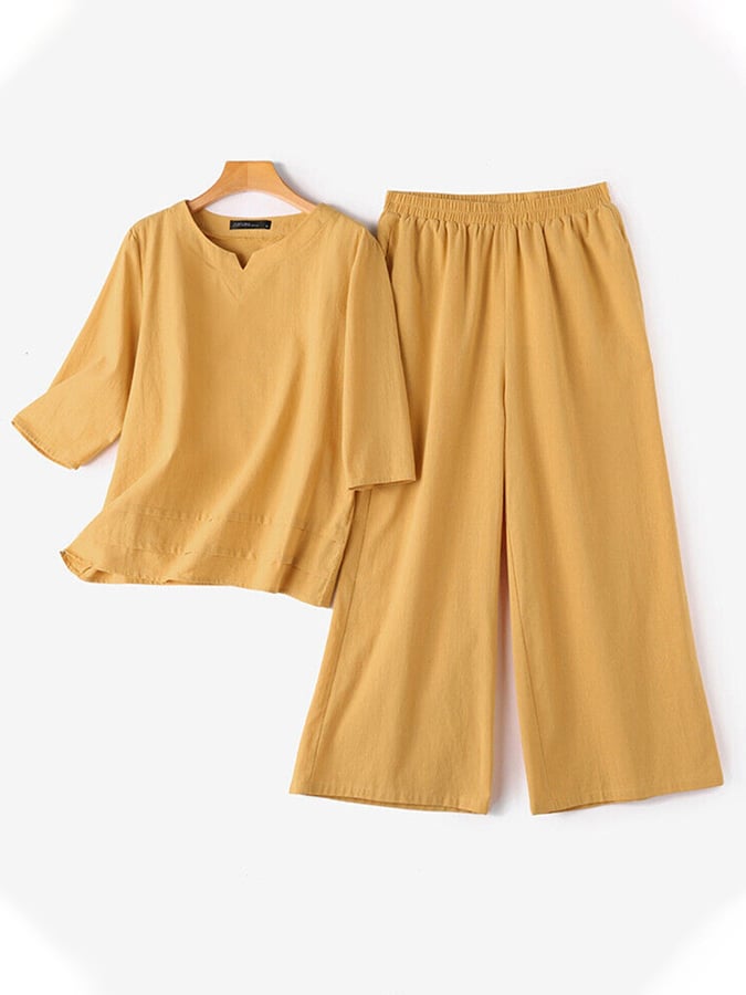 Women'S Casual Loose Top Wide Leg Pants Set