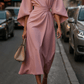 Elegant Solid Color Waist Dress