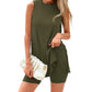 Sleeveless Crewneck Women's 2 Piece Sets Summer Matching Lounge Shorts Set Resort Airport Travel Outfit Split Hem Casual Clothes Basic Fitted Homewear