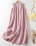 Women's Casual Round Neck Sleeveless Plaid Print Dress