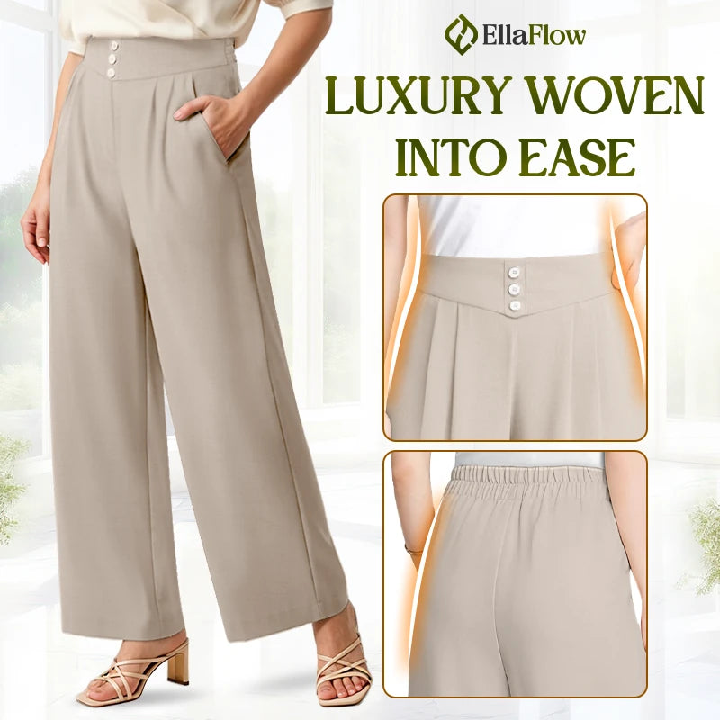 EllaFlow - LAST DAY SALE 49% OFF Soft Flowy High-Waist Pull-On Wide-Leg Pants