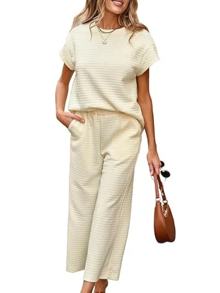 Women's Casual Textured Tops and Wide Leg Pants Lounge Sets (Buy 2 Free Shipping)
