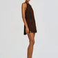 Halter-Style Tassels Faux Suede Mini Dress