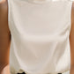 Elegant Ivory High-Neck Sleeveless Satin Blouse