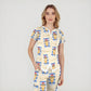 Women's Puff Sleeves Cute Animals Printed Scrub Set SAA23