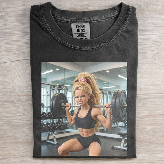 FUNNY GYM DOLL GIRL FACE MEME TEE
