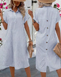 Women's Casual Lapel Short Sleeve Striped Print Short Sleeve Dress