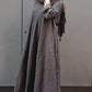 Women's Casual Solid Color Round Neck Long Sleeve Cotton and Linen Dress