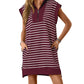 Limited time sale🔥Women's Striped Casual Zipper Cap Sleeve Mini Dress