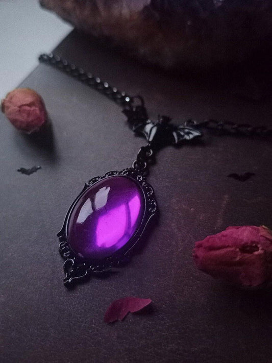 Gothic Bat Vampire Gemstone Necklace