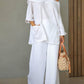 Women's Casual Solid Color Long Sleeve Cotton and Linen Top