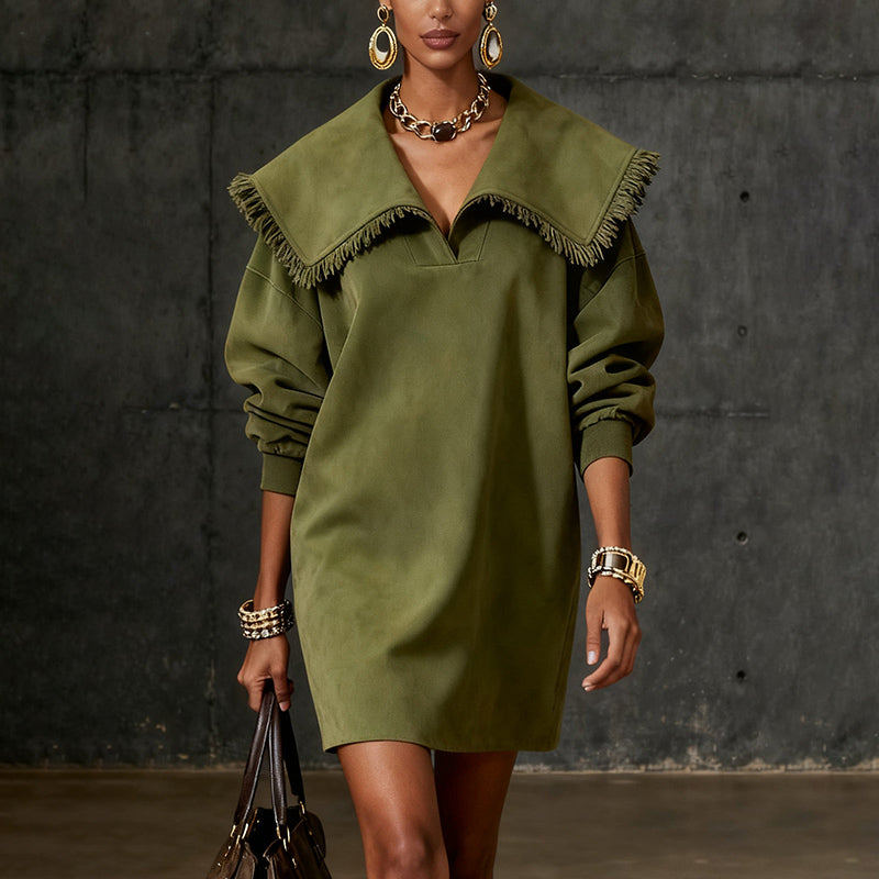 Women's Western Retro Style Autumn And Winter New Suede Dress