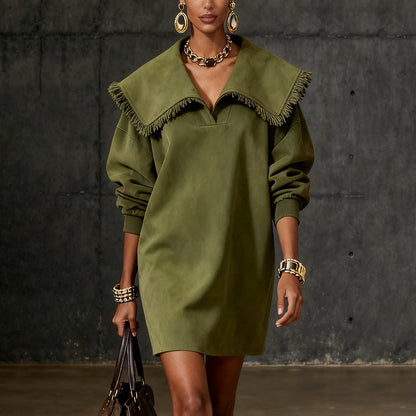 Women's Western Retro Style Autumn And Winter New Suede Dress