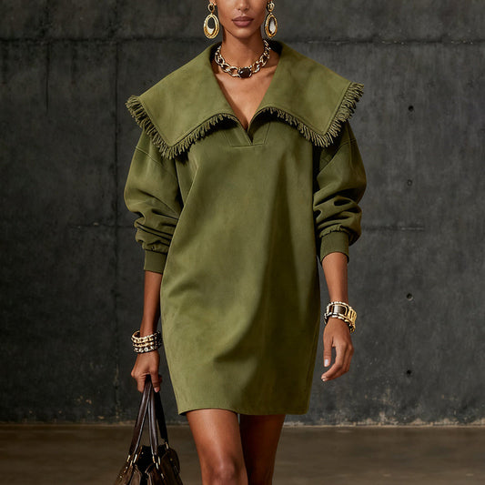 Women's Western Retro Style Autumn And Winter New Suede Dress