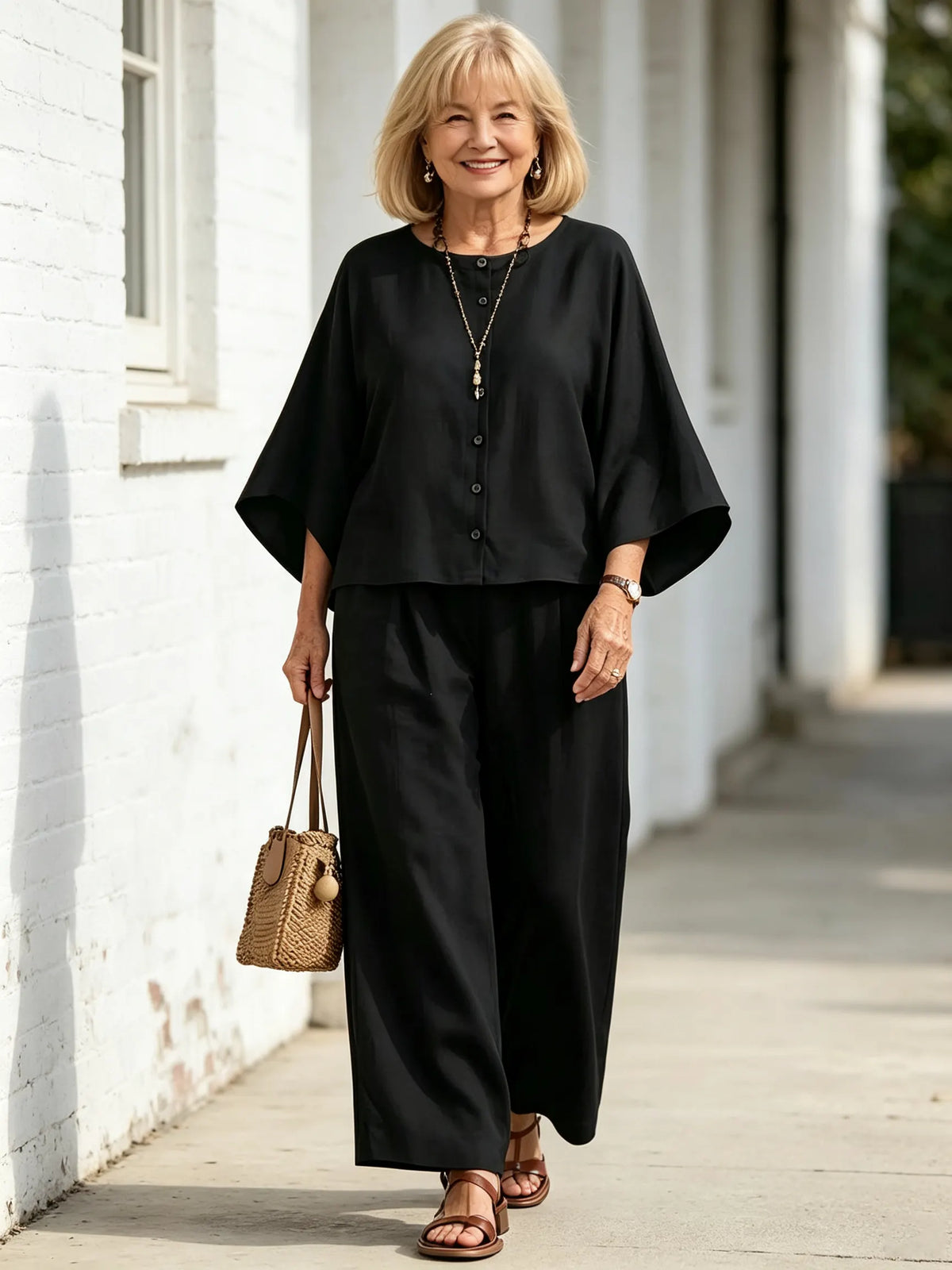 2Pcs Women's Suit Casual Women's Clothing Cotton and Linen Wide-leg Pants Suit