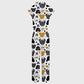 Women's Wide Leg Love Bear Print Scrub Jumpsuit