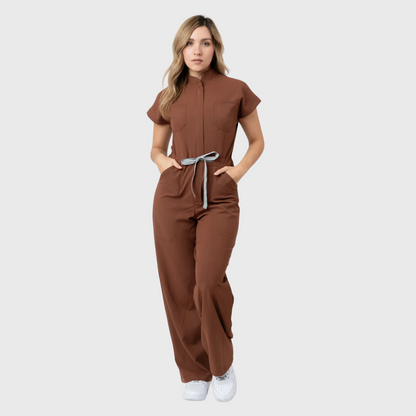 Women's 4-Pocket Loose Fit Scrub Jumpsuit Jog009