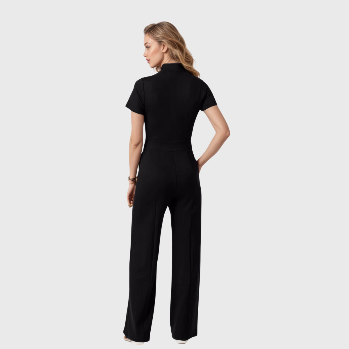 Women's Slim Fit Wide Leg Zip Neck Flex™ Scrub Jumpsuit