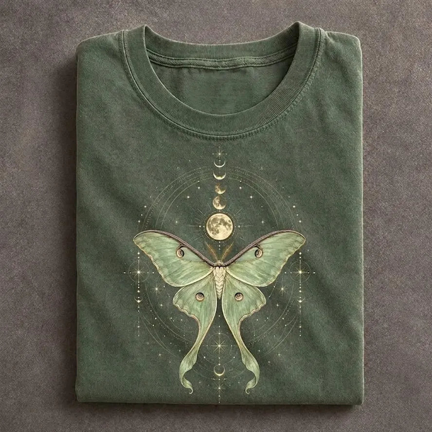 Luna Moth Moon Phase Celestial Sacred Geometry T-shirt