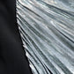 Elegant Tuxedo-Inspired Silver Slit Gown