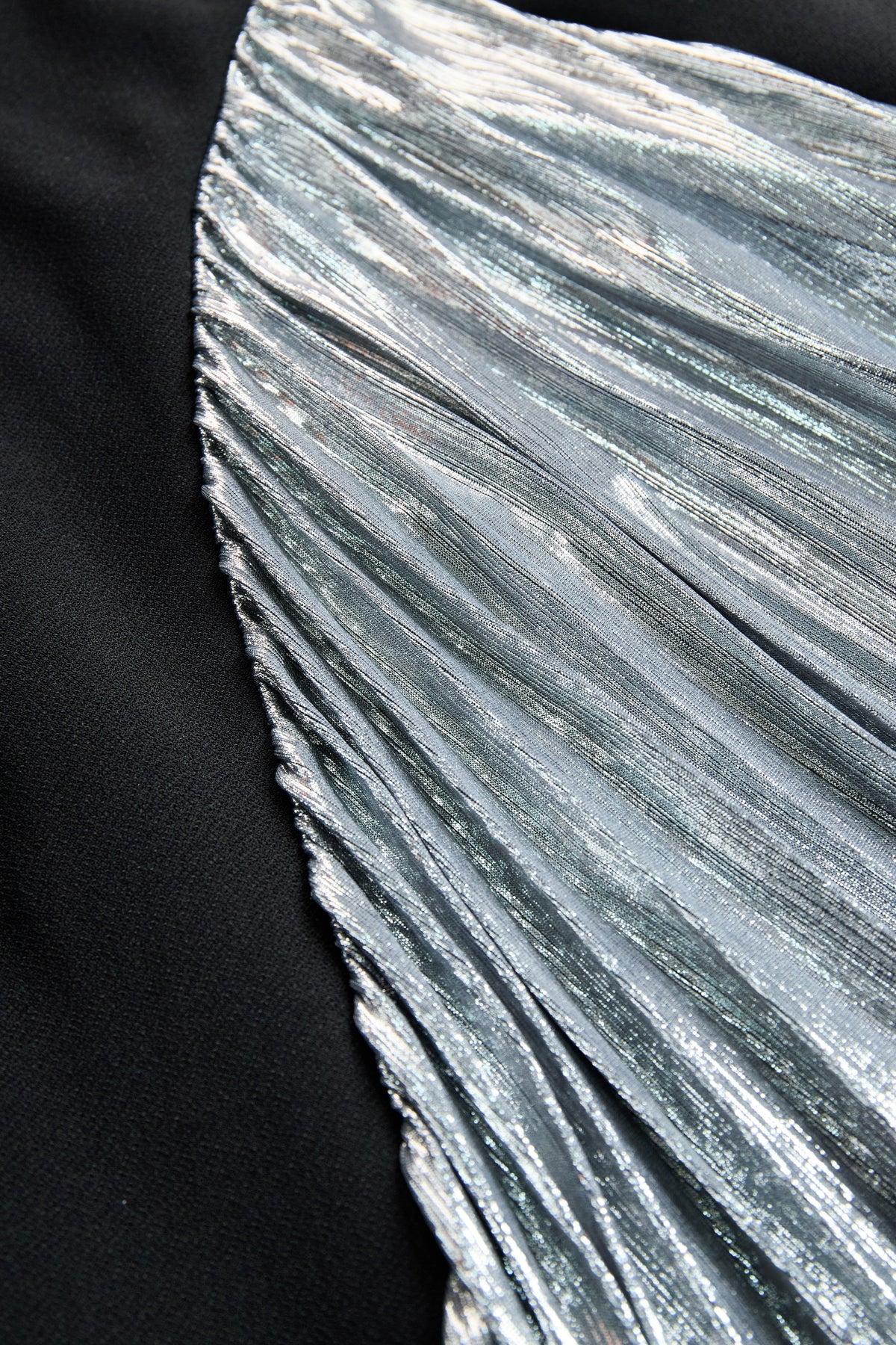 Elegant Tuxedo-Inspired Silver Slit Gown