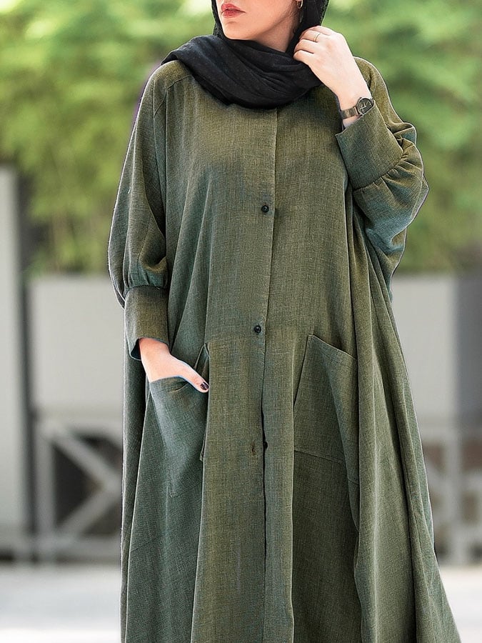 Women's Casual Solid Color Round Neck Long Sleeve Dress