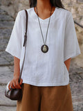 Women'S Casual Solid Color Short-Sleeved Loose Top