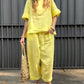 Women'S Casual Solid Color Short-Sleeved Cotton And Linen Suit