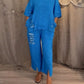 Women'S Casual V-Neck Sequined Cotton And Linen Two-Piece Suit