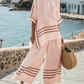 Women'S Loose Slit Irregular Striped Pants Set