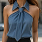 Stylish Sleeveless Halter Blouse with Neck Tie Detail