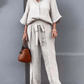 Women'S Casual Single-Breasted Shirt + Characteristic Strappy Wide-Leg Pants Suit