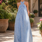 Nautical Stripe Halter Neck Maxi Dress