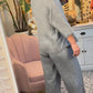 Women'S Casual V-Neck Twisted Cotton And Linen Two-Piece Suit