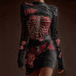 Classy Skeleton Anatomy Bloody Roses Bandages Knit Sweater Dress