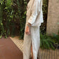Women's Casual Cotton and Linen Shirt Skirt Suit