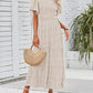 Women's 2026 Summer Casual Floral Print Short Flutter Sleeve Crew Neck Smocked High Waist Flowy Maxi Dress