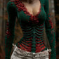Women's Vintage Halloween Pattern Rose Linen Blend Art T-shirt
