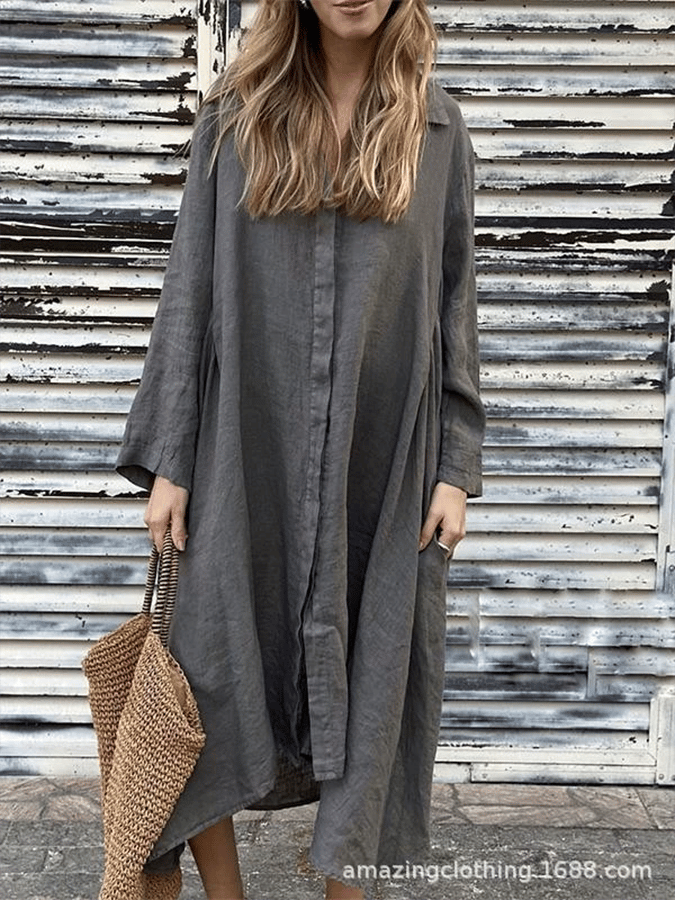 Women's Loose Casual Long Sleeve Shirt Dress