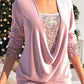 Sequin Loose Smocked Fake Two-Piece Top