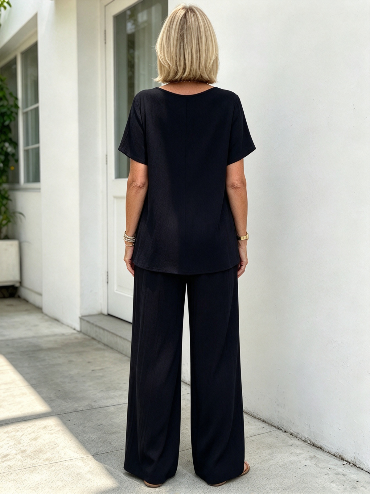 2Pcs Casual Cross Irregular Summer Set Wide Leg Pants Set