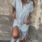 Women's Casual Striped Short Sleeve Shirt Dress