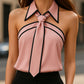 Stylish Sleeveless Halter Neck Blouse With Bold Contrast Trim