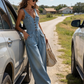 Women's Sleeveless Denim Jumpsuit