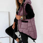 Women's Hooded Outwear Vest Lightweight Zipper Up Padded Gilet With Pockets