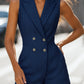 Striped Sleeveless Double - Breasted Romper: Stylish and Chic